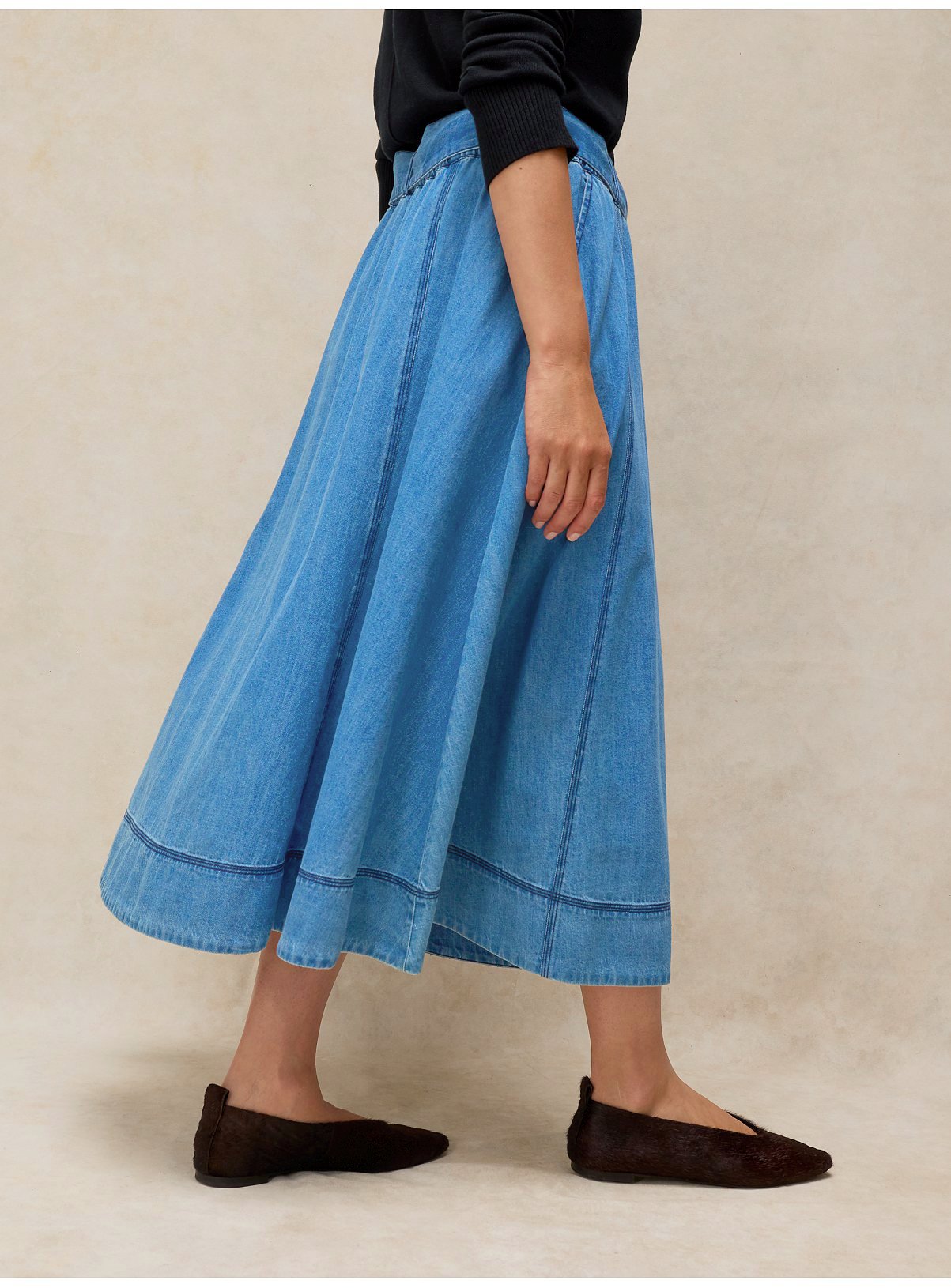 WHITE STUFF Krystin Denim Midi Skirt 10 - Image 3 thumbnail